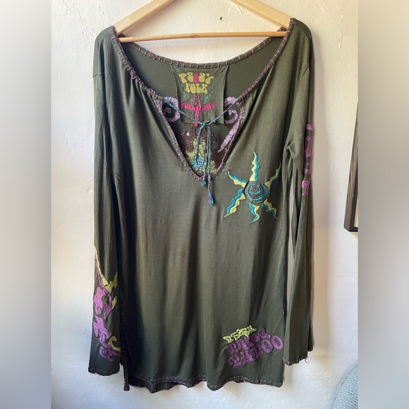 Vintage PSSY FOLK FRANCE Embroidered Boho Dress or Tunic 
Size Small/Medium - Picture 1 of 10